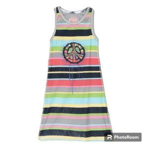 Dots and Dreams Girl's Multicolor Peace Sign tank dress sz 4